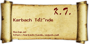 Karbach Tünde névjegykártya